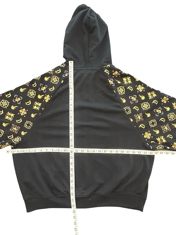 Disney Disneyland Sleeping Beauty Castle Zip Up Hoodie large L Black Gold Foil Jacket - Image 8