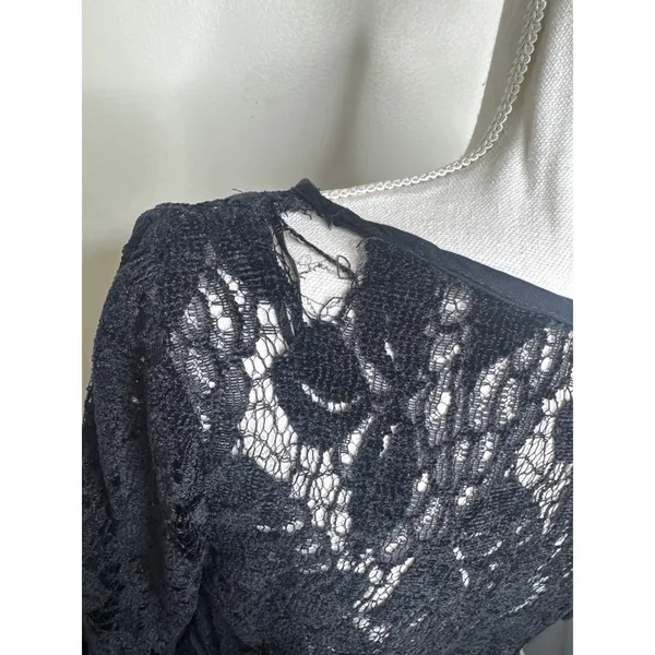 Free People Ruby Black Lace Mini Dress – Whimsigoth Boho Statement Sleeves Sz S - Image 5