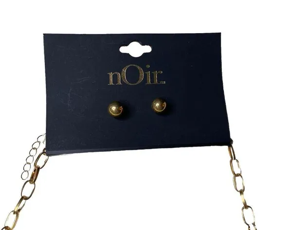 Noir Concho Turquoise White Choker Necklace & Gold Round Earrings Brand New - Image 2