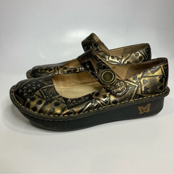 Alegria Paloma poker face‎ mary Jane comfort Shoes gold black size 37 - Image 3