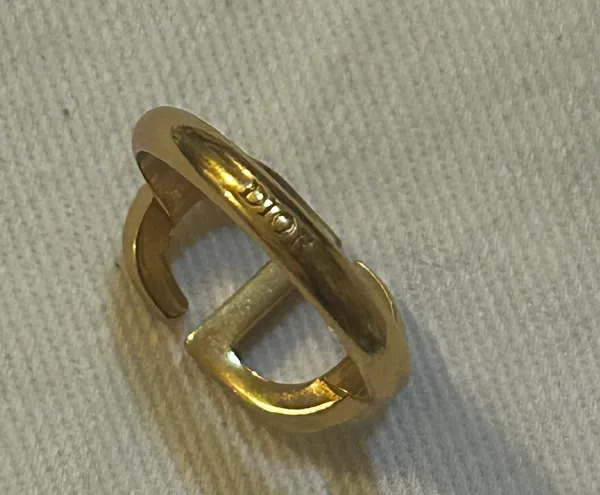 Petit CD Ring Gold-Finish Metal and Blue Crystals Size M - Image 7