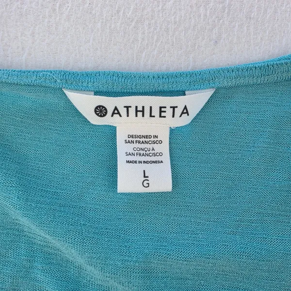 Athleta Breezy Wrap Tank Top Turquoise Blue Ruched V-Neck 988031 Large - Image 4