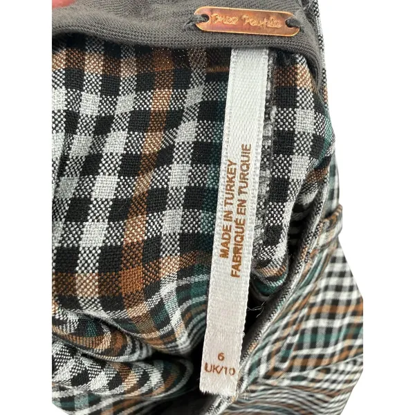 Free People Women's Plaid Wide Leg High Rise Trouser Pants Size 6 Boho Preppy‎ - Image 2