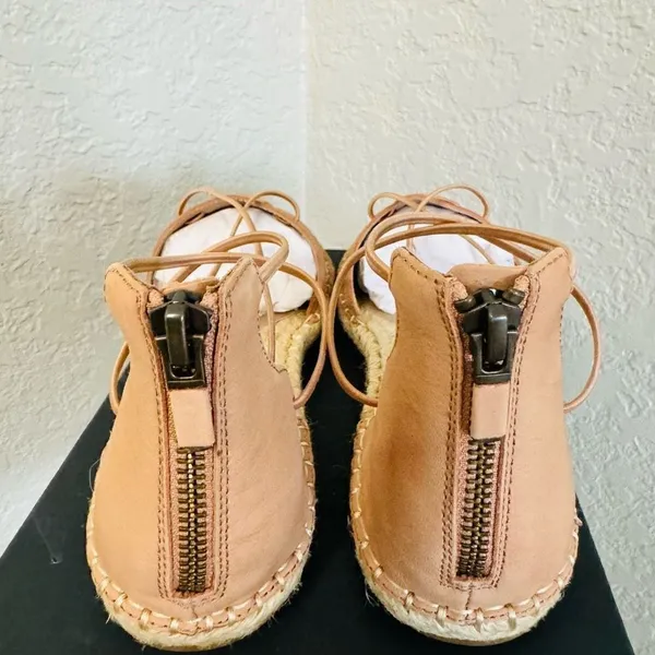 Eileen Fisher Lace-Up Leather Espadrille Sandal, Toffee Cream Pink Size 7.5, NWT - Image 6