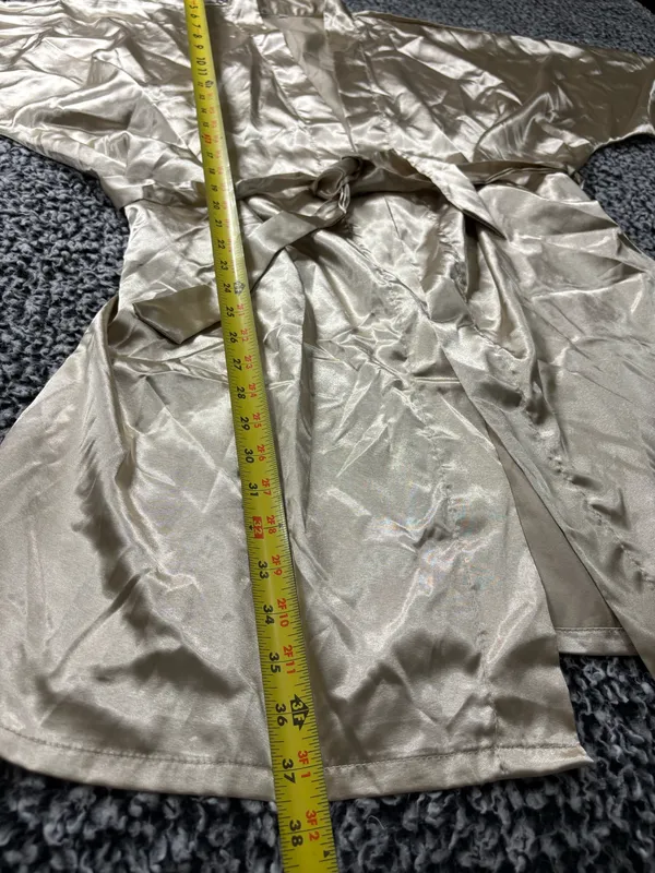 Luxury Gold Silky Satin minimalist getting ready robe with Waist Tie Size L - Image 4