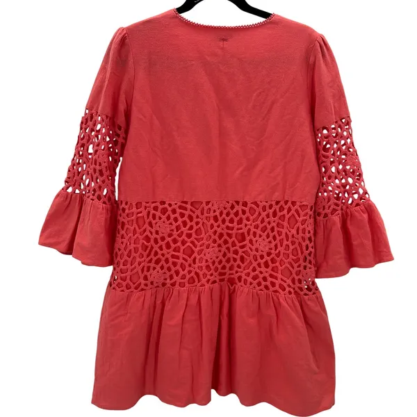 Tyler Boe Coral Crochet Bell‎ Sleeve Tiered Mini Dress Women's Med Cotton Lined - Image 2