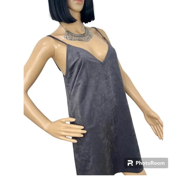 Aritzia Wilfred Free Viviene Slip Spaghetti Strap Gray Microfiber Dress Medium - Image 5