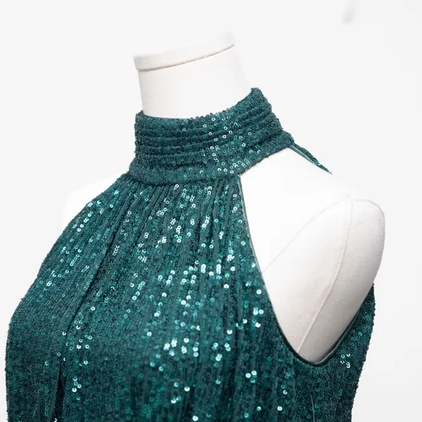Eliza J Sequin Emerald Mock Neck Cocktail Dress‎ - Image 12