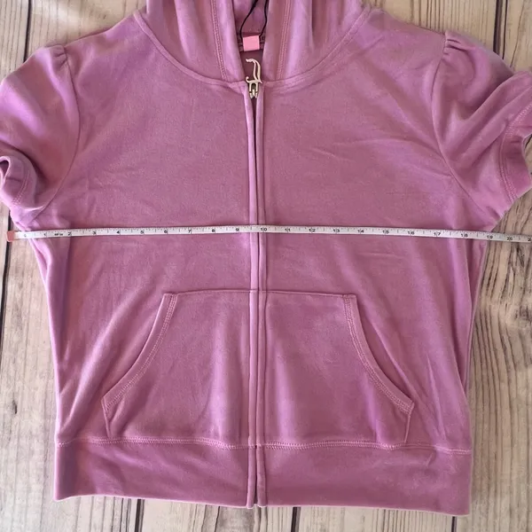 Juicy Couture Dewberry Pink Velour Rhinestone Short Zip Hoodie Set - Image 8
