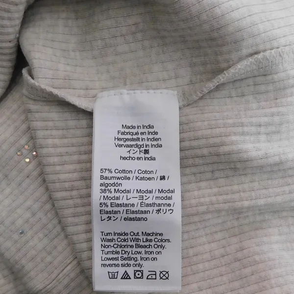 J. CREW Vintage Rib Long Sleeve T-Shirt Embellished Heathered Dove XXS XX-Small - Image 10