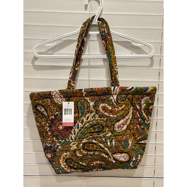 NEW $95 Vera Bradley Small East West Tote Buta Spray Paisley Quilted Cotton - Image 3