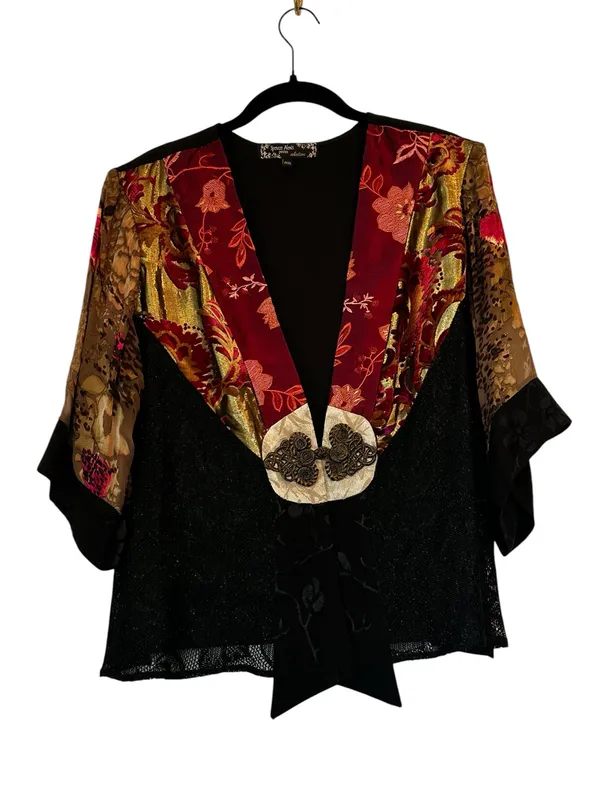 Vintage Spencer Alexis Velvet Silk Burnout Embroidered Kimono Whimsygoth Artsy - Image 3