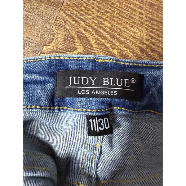 Judy‎ Blue Boyfriend Fit Jeans Women Size 11/30 Blue Denim Distressed Stretch - Image 3