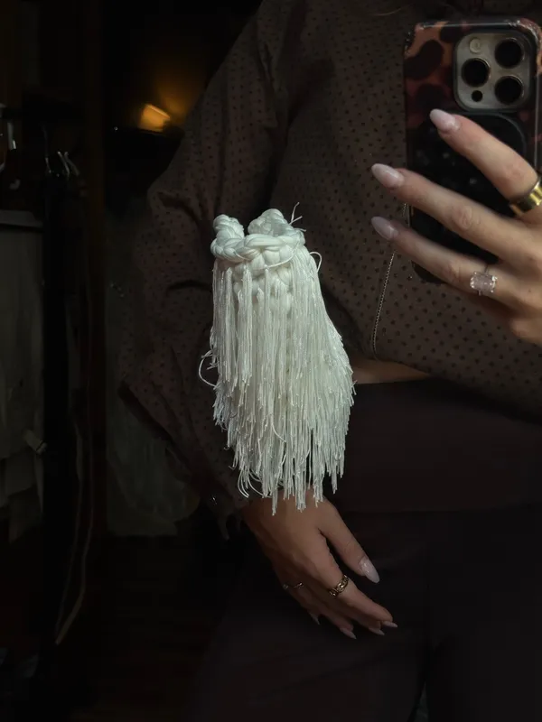 Fully crochet white fringe purse - Image 3