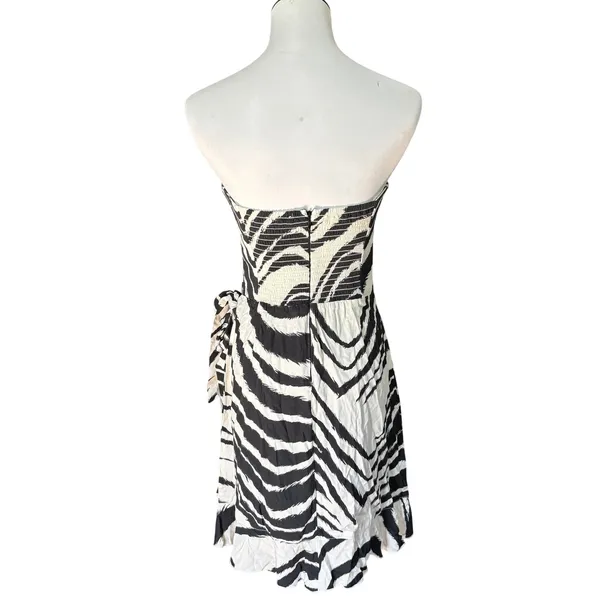 Sun Becomes‎ Her Bustier Wrap Dress in Zebra Sz M White Black - Image 3