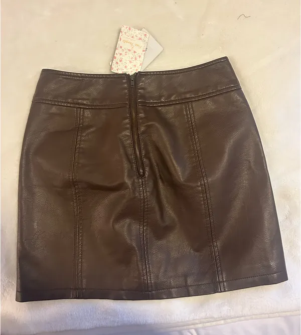 Free People brown Leather Mini Skirt - Image 3