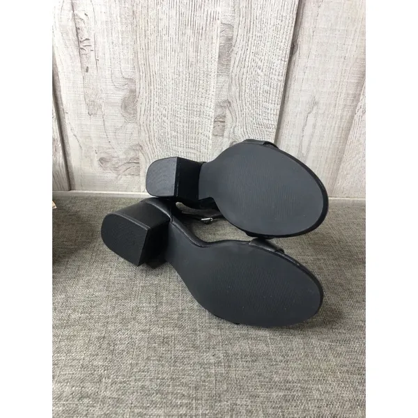 Womens Essentials Shoes Size 8.5 Black Heels Dress Sandals Open Toe Summer - Image 6