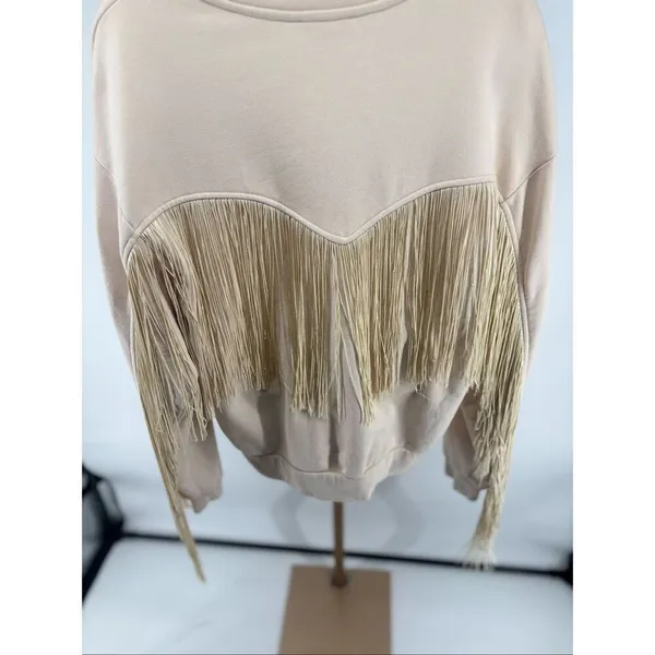 Levi's Pullover Sweatshirt Womens L Cream Fringe Classic Western Yoke Cowgirl - Image 14