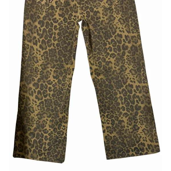 AELFRIC EDEN Jeans Denim Leopard Print Brown‎ Camo Baggy Wide Leg Unisex Size 34 - Image 6