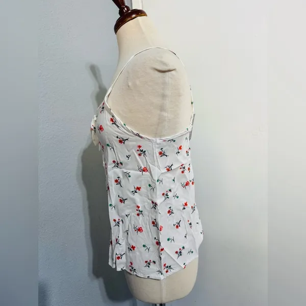 Emma Women White Floral‎ Sleeveless Blouse Size Large - Image 5