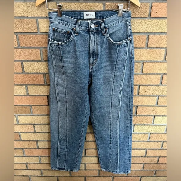 Agolde Fold Wide Leg Jeans in Navigate Size 25 Denim - Image 4