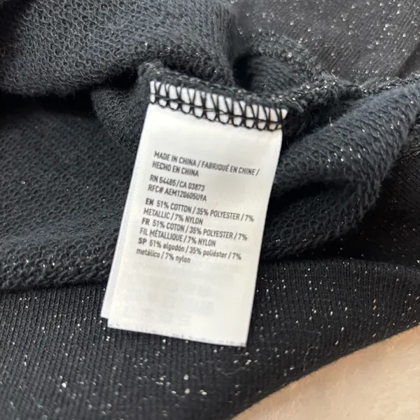 American Eagle Outfitters Black Metallic Pullover Top Long Sleeve Slit Sides M‎ - Image 9