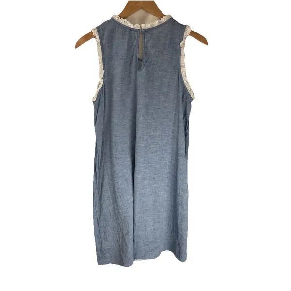 Tuckernuck Chambray Lotte Blue Dress Lace Trim S pockets‎ cottagecore cover-up - Image 7