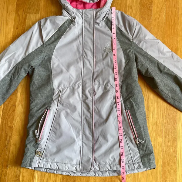 Gerry Girls Ski Jacket Size L 14/16 Gray Pink Hooded Winter Snow Coat - Image 7