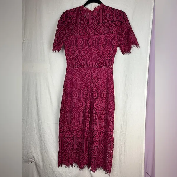 Lulu's Burgundy Lace‎ Midi Dress - Image 4