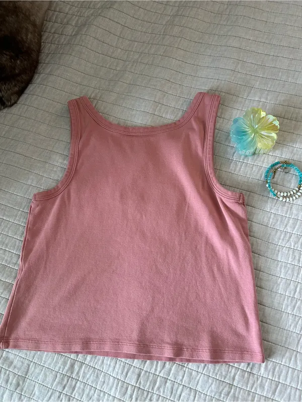 Volcom dusty rose graphic mushroom print crop tank top small - Image 4