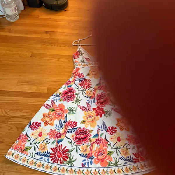 Cupshe Floral Tropical Maxi Dress White Multicolor V-Neck Sun Dress Boho Summer - Image 2