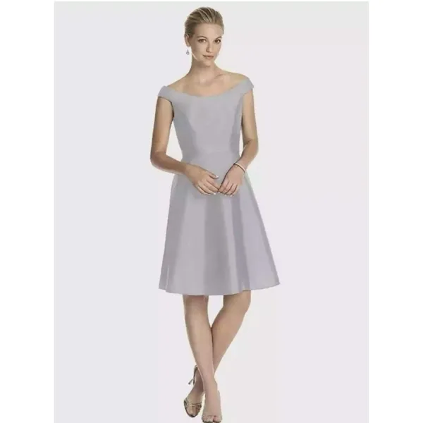 NWT Alfred Sung Off the Shoulder Cocktail‎ Dress in Snow White - Image 6
