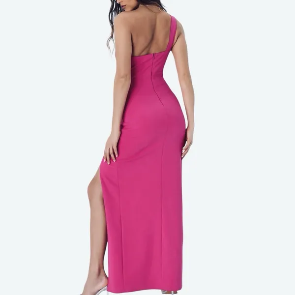 NWT Lulus Simply Beautiful Fuchsia One-Shoulder Cutout Maxi Dress Size XS - Image 3