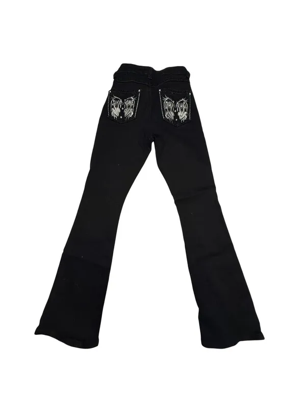 moda bootcut dark demin jeans with embellished back pockets - Image 2