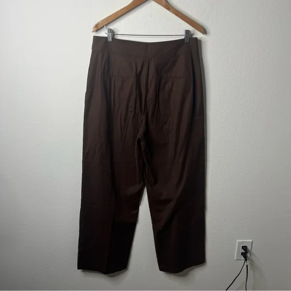 Reformation Brown Rox Button Front Wide Leg Trouser Pants Womens Size 12‎ - Image 7