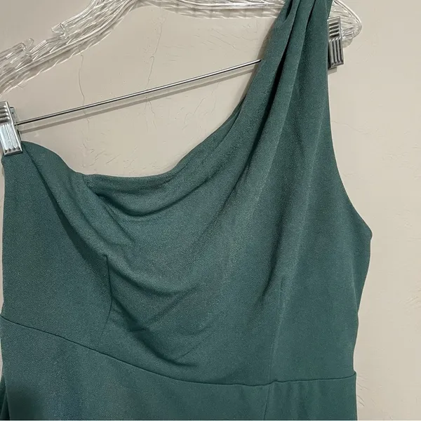 Birdy Grey Kira Crepe One‎ Shoulder See Glass Green Side Slit Maxi Dress - Image 5