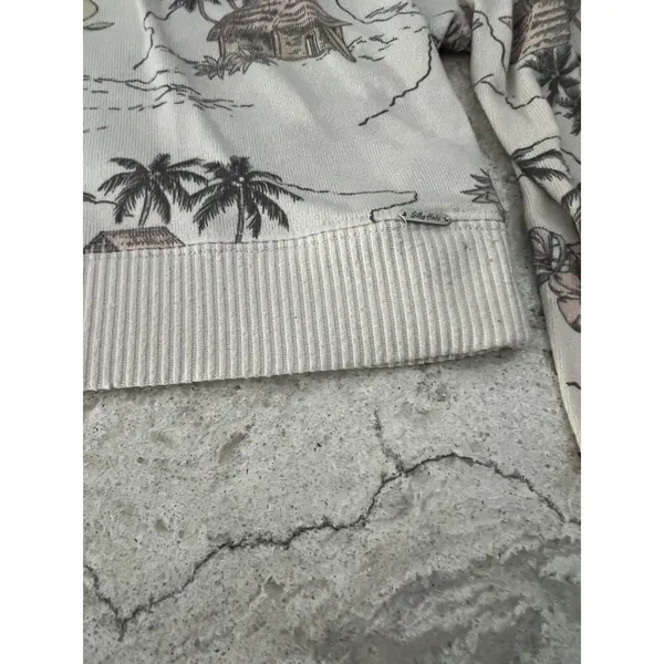 Gilly Hicks Womens XS‎ Cropped Sweatshirt Cream Tropical Island Palm Tree Print - Image 5