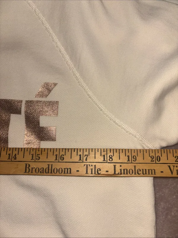 J Crew Cream Colored Sweatshirt Featuring Metallic Rose Gold Beaute Lettering - Image 9