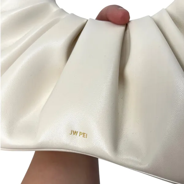 JW‎ PEI Gabbi Ruched Hobo Handbag Ivory Vegan Leather Small Hobo Bag Like New - Image 6