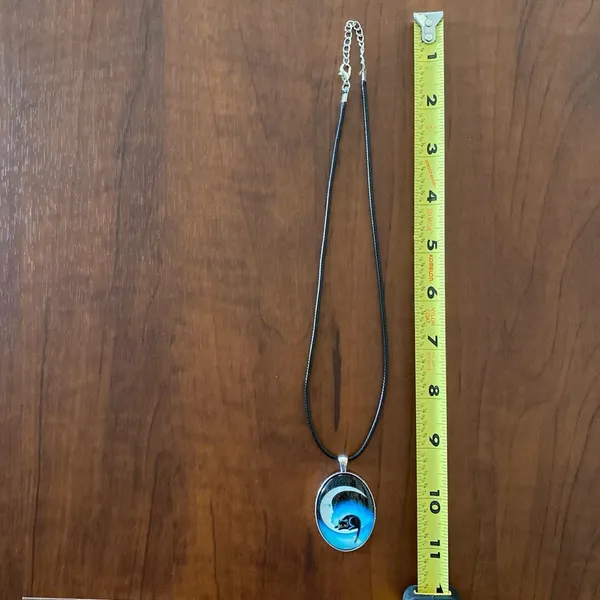 Handmade Moon & cat whimsical goth retro cute necklace🌙 - Image 3