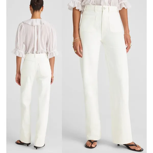 Madewell |‎ NWT Cleo Straight Jean Patch Pocket White Denim | Sz 26 - Image 2