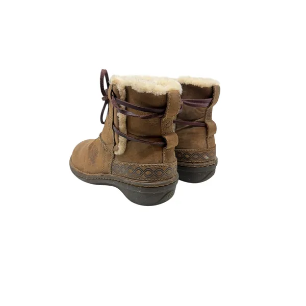 UGG Cove Leather Shearling Ankle Boots Brown Lace‎ Up Womens Size 6 - Image 10