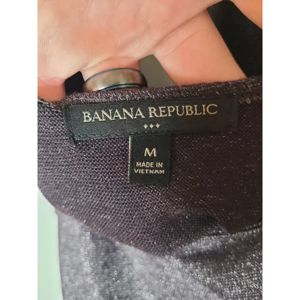 Banana Republic Shirt Womens Medium Purple Glitter Open Back Long Sleeve Top - Image 5
