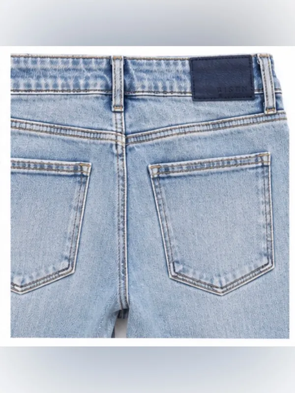 Risen Jeans Size 11 Light Wash High Rise Cropped Wide Leg Jeans - Image 4