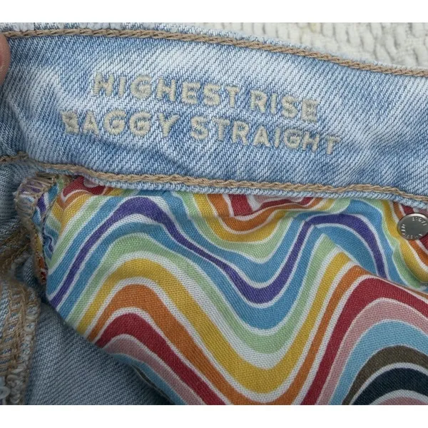 American Eagle Strigid Highest Rise Baggy‎ Straight Pride Jeans Size 5/ 27" - Image 6