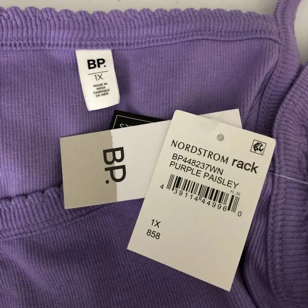 BP Bodysuit Ribbed Knit Square Neck Sleeveless Purple Size 1X - Image 3