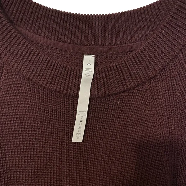Lululemon Burgundy 100% Merino Wool Pullover Knit Sweater Size 6 Small - Image 3