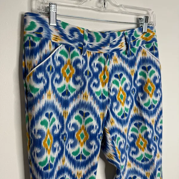 Peter Millar Wicking Pants 6 Cropped Golf Cotton Blend Blue White Coastal‎ Prep - Image 3