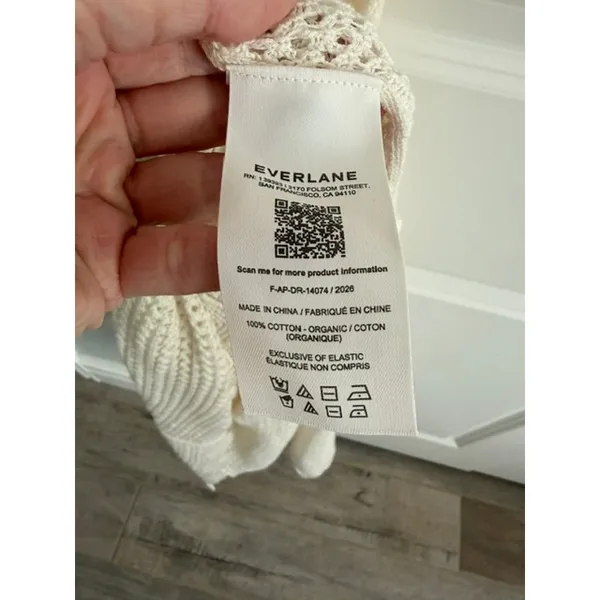Everlane NWOT Lace Knit Maxi Sweater Dress W/Slip Bone Small Organic Cotton - Image 14