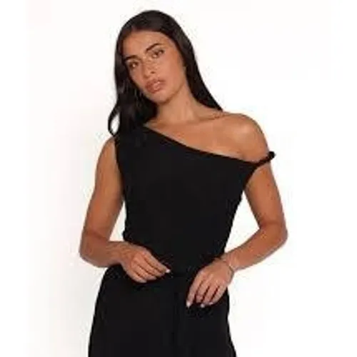 Petal + Pup Jumpsuit Womens Medium Black One Shoulder Shimmer Wide Leg JS5065 - Image 2